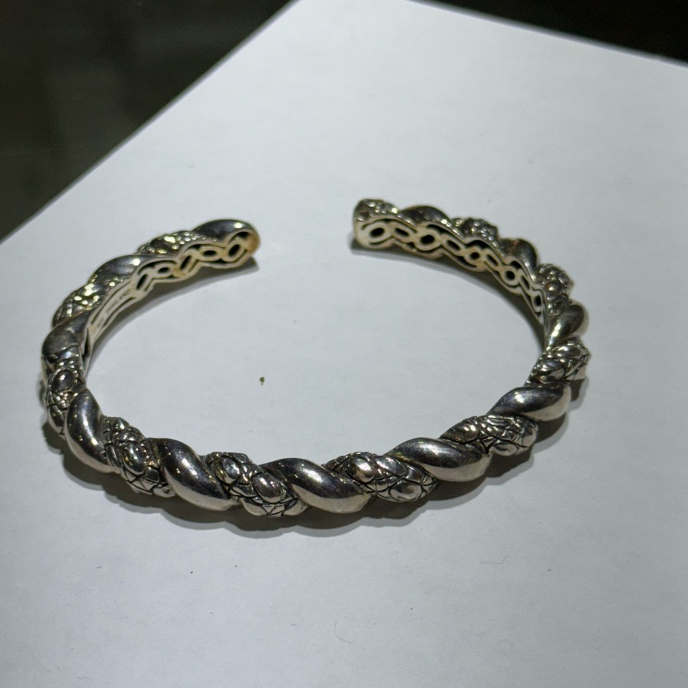 Sterling Silver 925 JAI John Hardy Twist Cable Hinged Bangle Cuff Bracelet 7.25” - Picture 2 of 10